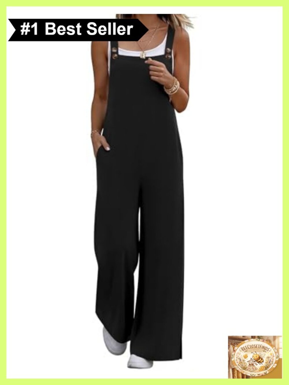 Ekouaer Loose Fit Wide Leg Overalls Jumpsuit Side Pockets